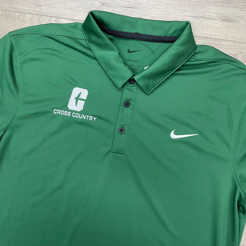 Nike UNC Charlotte XC Polo Shirt Men L Green Dri-Fit Cross Country NWT Prep Frat